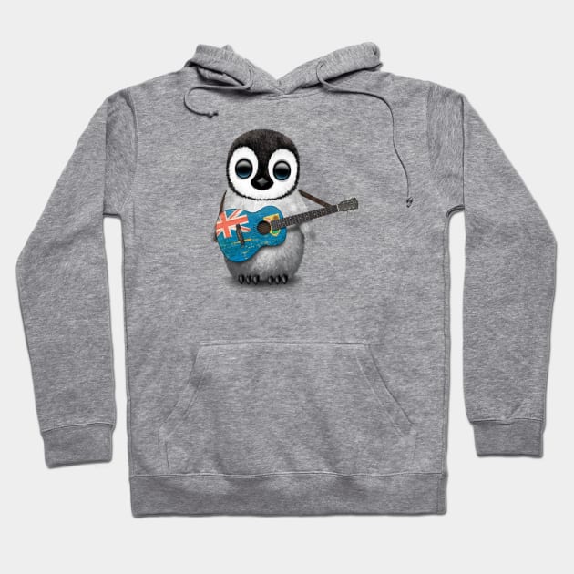 Baby Penguin Playing Turks and Caicos Flag Guitar Hoodie by jeffbartels